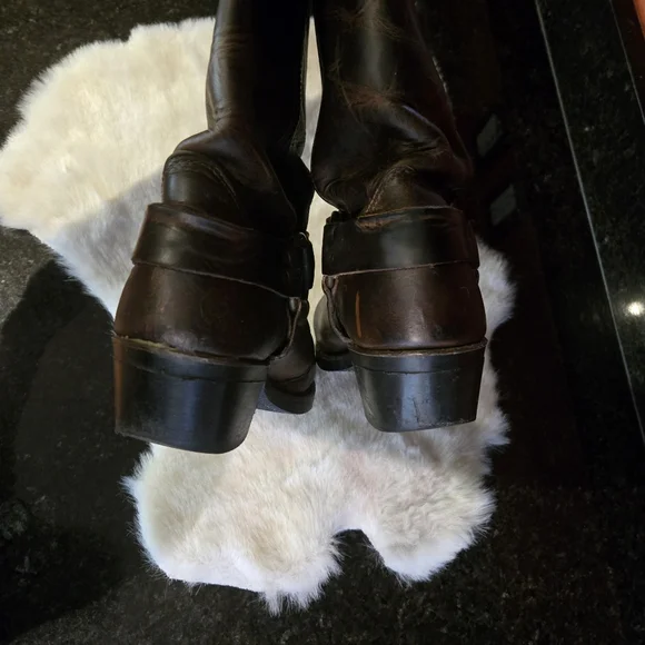 Frye Brown Leather Harness Boots 12R Size 9 Motercycle Boho Western Cowgirl - Picture 12 of 16